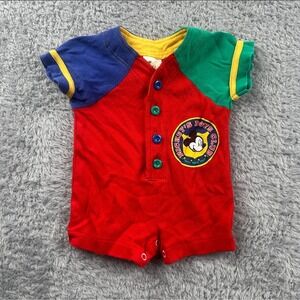 Vintage Disney 90s Mickeys Boys Club Colorblock Romper Multicolor12MO